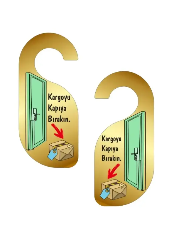 Kargoyu Kapıya Bırakın Kapı Askısı Kapı Uyarı Levhası - 4