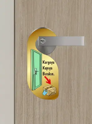 Kargoyu Kapıya Bırakın Kapı Askısı Kapı Uyarı Levhası - Bemenda Çarşı (1)