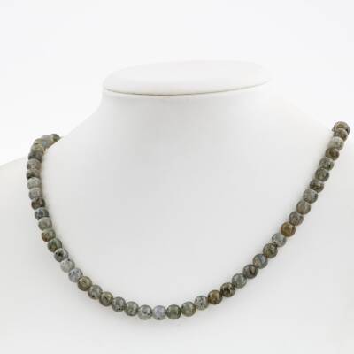 Karlı Obsidyen 6 mm Dizi Doğal Taş Kolye - 2