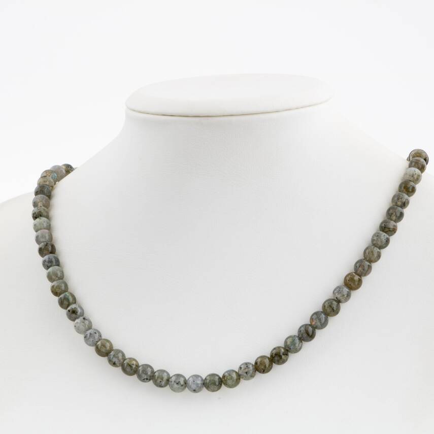 Karlı Obsidyen 6 mm Dizi Doğal Taş Kolye - 2