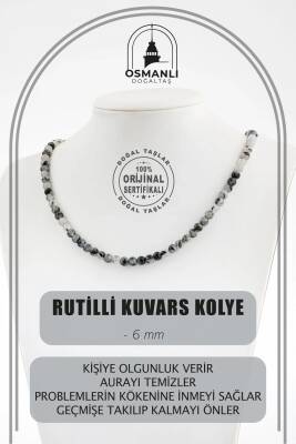 Karlı Obsidyen 6 mm Dizi Doğal Taş Kolye - 3