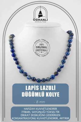 Karlı Obsidyen 8 mm Düğümlü Doğal Taş Kolye - Osmanlı Doğaltaş