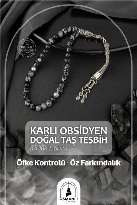 Karlı Obsidyen Doğal Taş Tesbih 33lük - 6mm - Osmanlı Doğaltaş