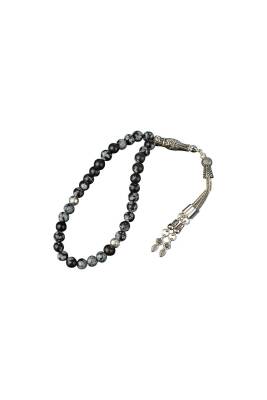 Karlı Obsidyen Doğal Taş Tesbih 33lük - 6mm - 2