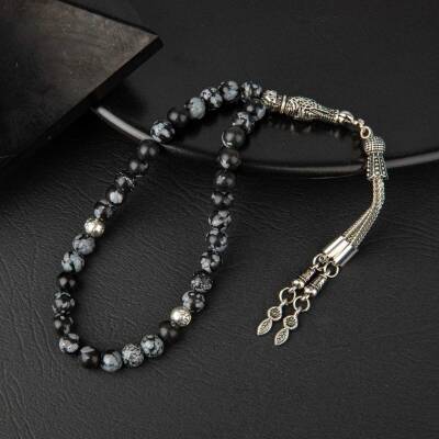 Karlı Obsidyen Doğal Taş Tesbih 33lük - 6mm - Doğal Taş