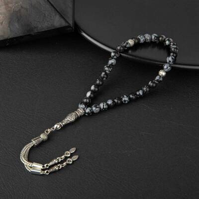 Karlı Obsidyen Doğal Taş Tesbih 33lük - 6mm - Doğal Taş (1)