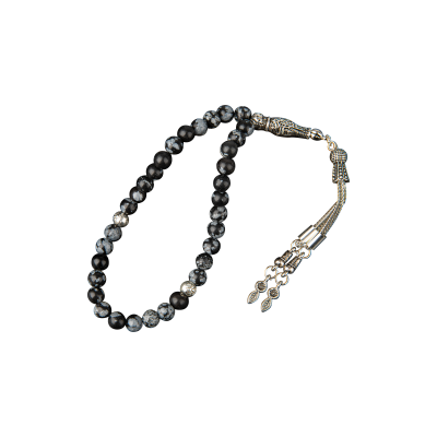 Karlı Obsidyen Doğal Taş Tesbih 33lük - 6mm - Osmanlı Doğaltaş