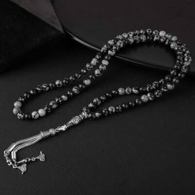 Karlı Obsidyen Doğal Taş Tesbih 99luk - 6mm - Doğal Taş