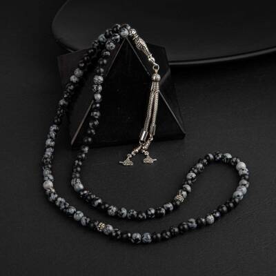 Karlı Obsidyen Doğal Taş Tesbih 99luk - 6mm - Doğal Taş (1)