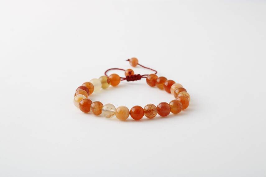 Karnelyan Akik 8mm Merdiven Kapama Doğal Taş Bileklik - 1