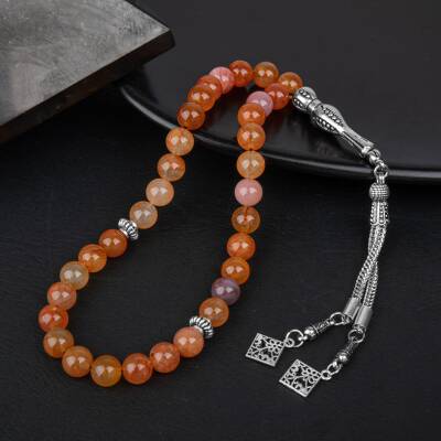 Karnelyan Akik Doğal Taş Tesbih 33lük - 8mm - 2