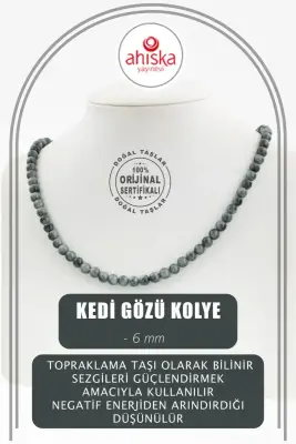 Kedi Gözü 6 mm Dizi Doğal Taş Kolye - 1