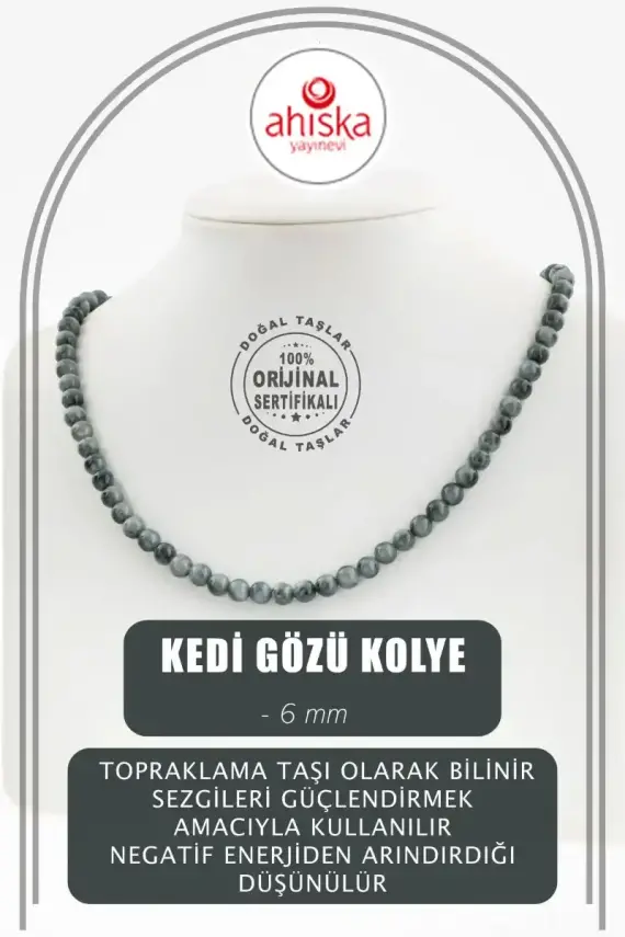 Kedi Gözü 6 mm Dizi Doğal Taş Kolye - 1