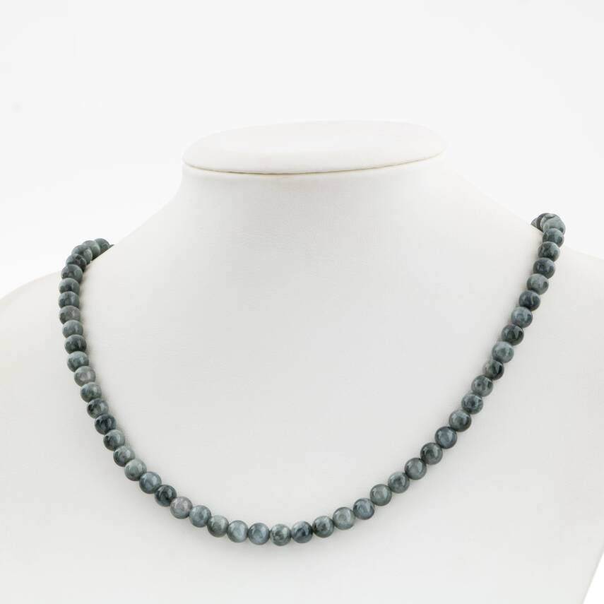 Kedi Gözü 6 mm Dizi Doğal Taş Kolye - 2