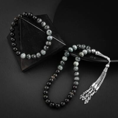 Kedi Gözü-Siyah Turmalin Doğal Taş Tesbih Bileklik Seti - Osmanlı Doğaltaş