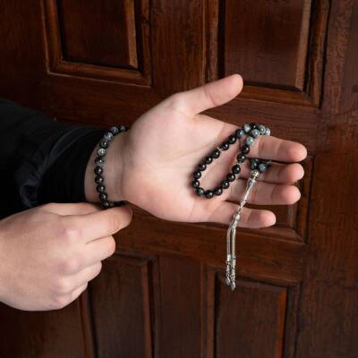 Kedi Gözü-Siyah Turmalin Doğal Taş Tesbih Bileklik Seti - 3