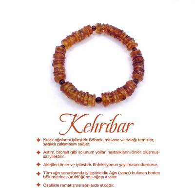 Kehribar Bileklik Sertifikalı %100 Orijinal Doğal Taş Kırmızı Turuncu - Osmanlı Doğaltaş