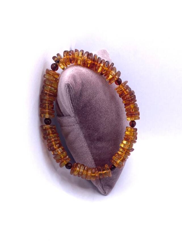 Kehribar Bileklik Sertifikalı %100 Orijinal Doğal Taş Kırmızı Turuncu - 3