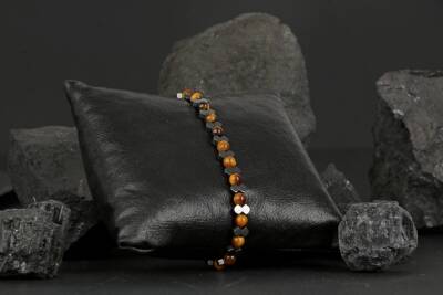 Kırlangıç Kaplan Gözü-Hematit Doğal Taş Erkek Bileklik - 2