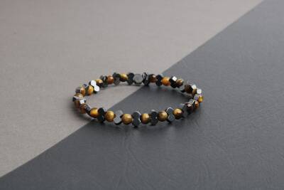 Kırlangıç Kaplan Gözü-Hematit Doğal Taş Erkek Bileklik - 5