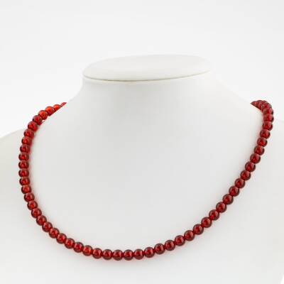 Kırmızı Akik 6 mm Dizi Doğal Taş Kolye - 2