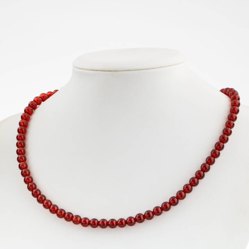 Kırmızı Akik 6 mm Dizi Doğal Taş Kolye - 2