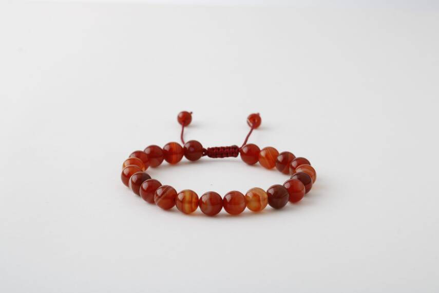 Kırmızı Akik 6mm Merdiven Kapama Doğal Taş Bileklik - 2