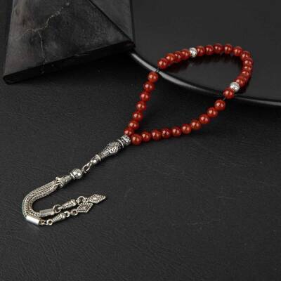 Kırmızı Akik Doğal Taş Tesbih 33lük - 6mm - Doğal Taş
