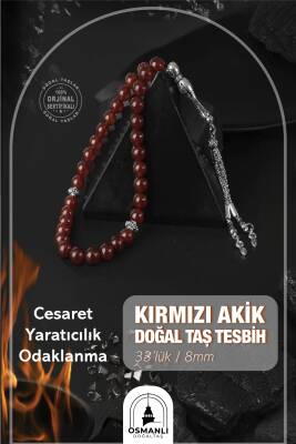 Kırmızı Akik Doğal Taş Tesbih 33lük - 8mm - Osmanlı Doğaltaş