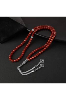 Kırmızı Akik Doğal Taş Tesbih 99luk - 6mm - Osmanlı Doğaltaş