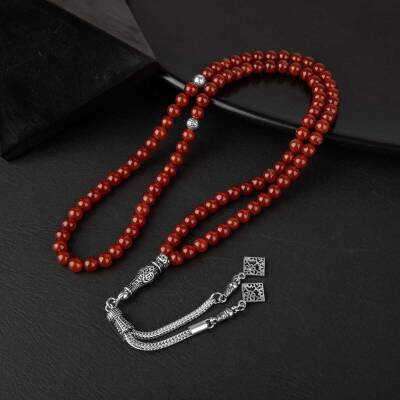 Kırmızı Akik Doğal Taş Tesbih 99luk - 6mm - Doğal Taş