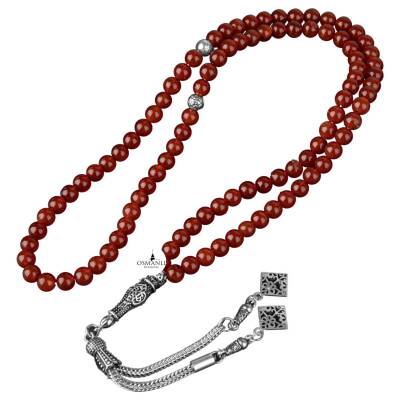 Kırmızı Akik Doğal Taş Tesbih 99luk - 6mm - Doğal Taş (1)