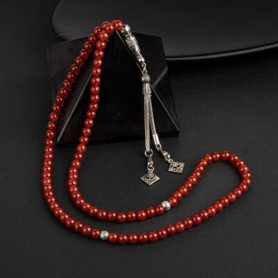 Kırmızı Akik Doğal Taş Tesbih 99luk - 6mm - Osmanlı Doğaltaş