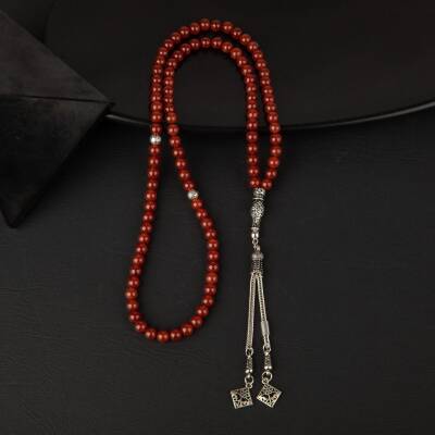 Kırmızı Akik Doğal Taş Tesbih 99luk - 6mm - 2