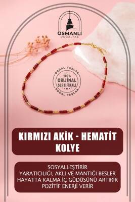 Kırmızı Akik-Hematit Doğal Taş Kolye - Osmanlı Doğaltaş
