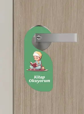 Kitap Okuyorum. Erkek Kapı Askısı Kapı Uyarı Levhası - 1