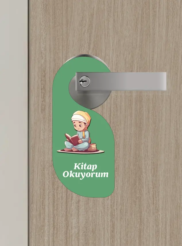 Kitap Okuyorum. Erkek Kapı Askısı Kapı Uyarı Levhası - 1