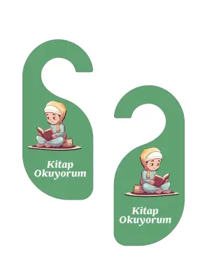 Kitap Okuyorum. Erkek Kapı Askısı Kapı Uyarı Levhası - 2