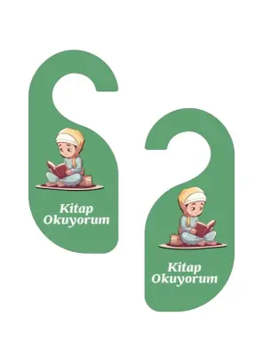 Kitap Okuyorum. Erkek Kapı Askısı Kapı Uyarı Levhası - 4