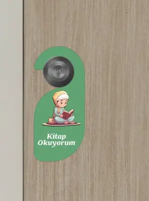 Kitap Okuyorum. Erkek Kapı Askısı Kapı Uyarı Levhası - Bemenda Çarşı (1)