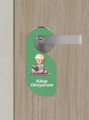 Kitap Okuyorum. Erkek Kapı Askısı Kapı Uyarı Levhası - 3