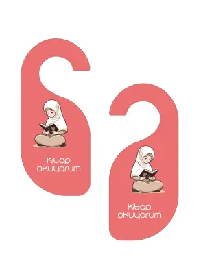 Kitap Okuyorum. Kız Kapı Askısı Kapı Uyarı Levhası - 2