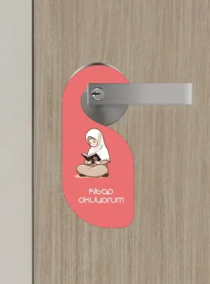 Kitap Okuyorum. Kız Kapı Askısı Kapı Uyarı Levhası - 4