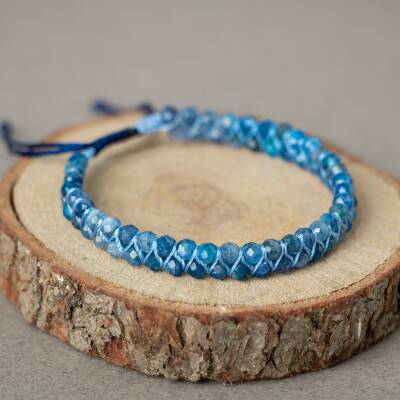 Kiyanit 3-4mm Çift Sıra Doğal Taş Bileklik - Osmanlı Doğaltaş