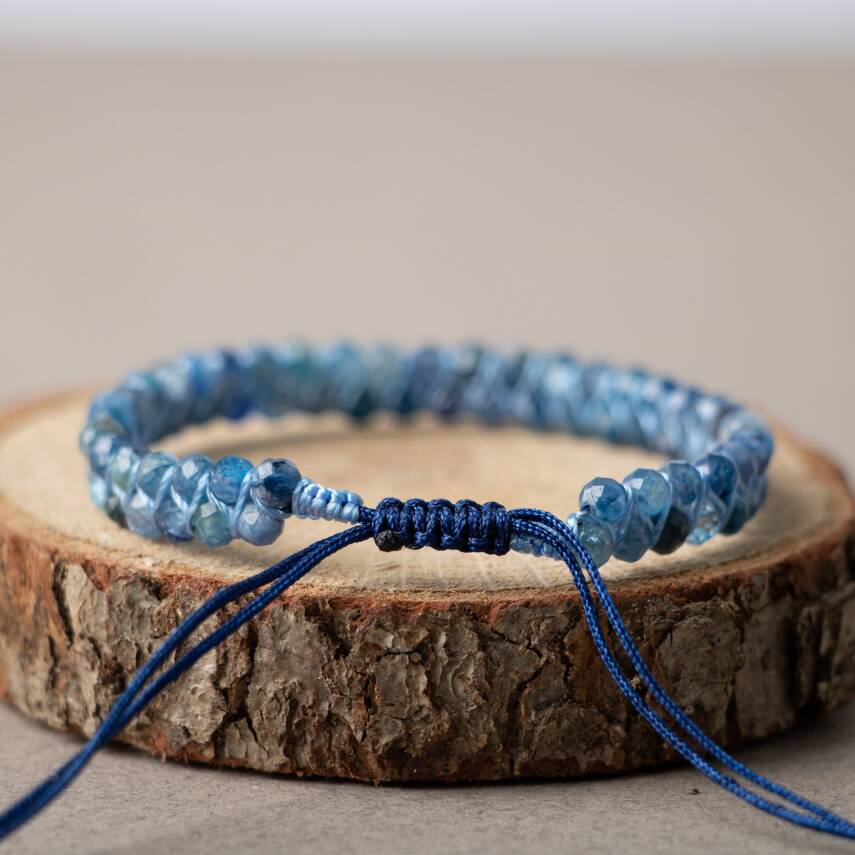 Kiyanit 3-4mm Çift Sıra Doğal Taş Bileklik - 3