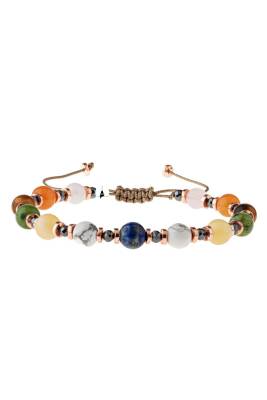 Kız Öğrenci Doğal Taş Bileklik-Lapis Lazuli-Havlit-Kalsit-Yeşim-Kaplan Gözü-Turuncu Aventurin-Pembe Kuvars - 5