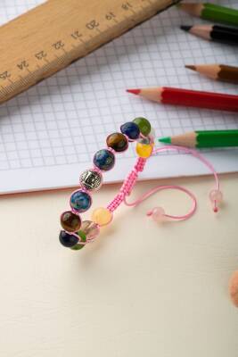 Kız Öğrenci Doğal Taş Harfli Makrome Bileklik - 2