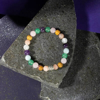 Koç Burcu Bileklik Akuamarin, Ametist, Ay Taşı, Güneş Taşı, Jasper, Pembe Kuvars, Yeşil Aventurin - 2