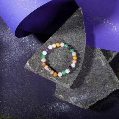 Koç Burcu Bileklik Akuamarin, Ametist, Ay Taşı, Güneş Taşı, Jasper, Pembe Kuvars, Yeşil Aventurin - 4