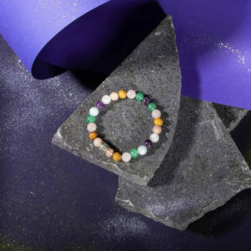 Koç Burcu Bileklik Akuamarin, Ametist, Ay Taşı, Güneş Taşı, Jasper, Pembe Kuvars, Yeşil Aventurin - 4